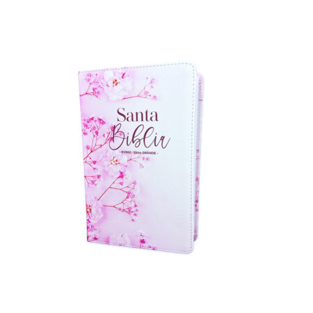 Biblia imit. piel rosada floral