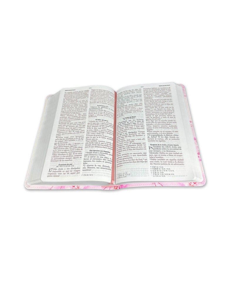 Biblia imit. piel rosada floral - Imagen 2