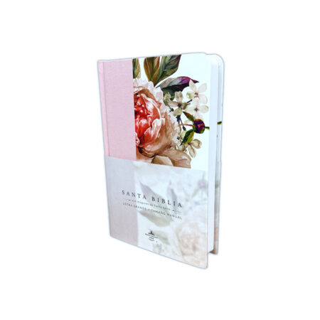 Biblia tapa dura tela rosado floral
