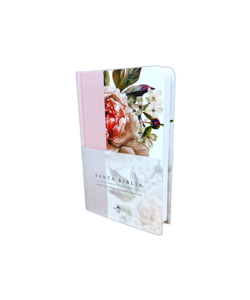 Biblia tapa dura tela rosado floral