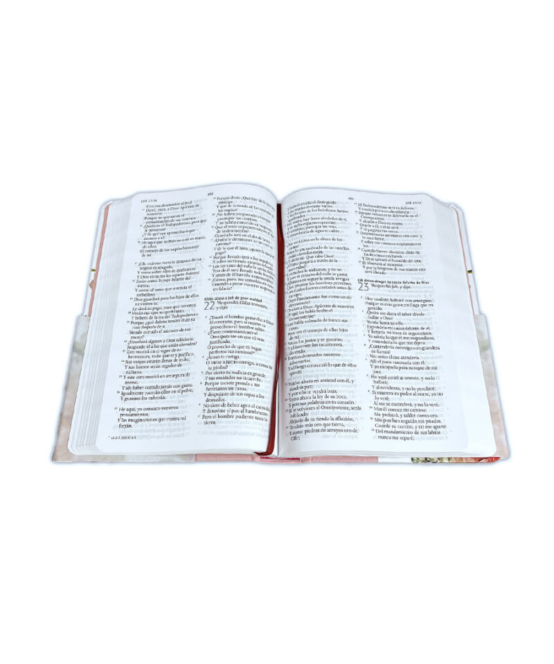 Biblia tapa dura tela rosado floral - Imagen 2