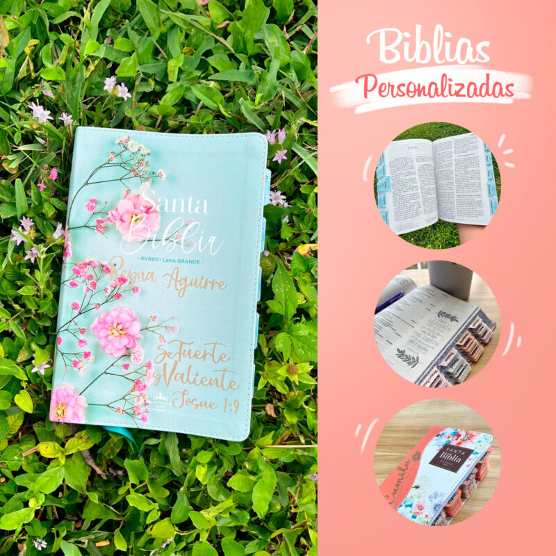 Biblia tapa dura tela rosado floral - Imagen 3